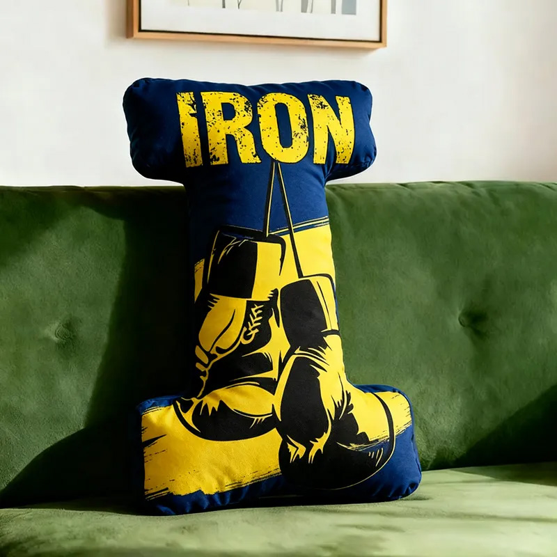 Personalized Letter Pillow Graphic 3D Print Multicolour Boxing Gloves Funny Letter Pillow Custom Name Pillow Comfortable Christmas Decor for Gym Lovers