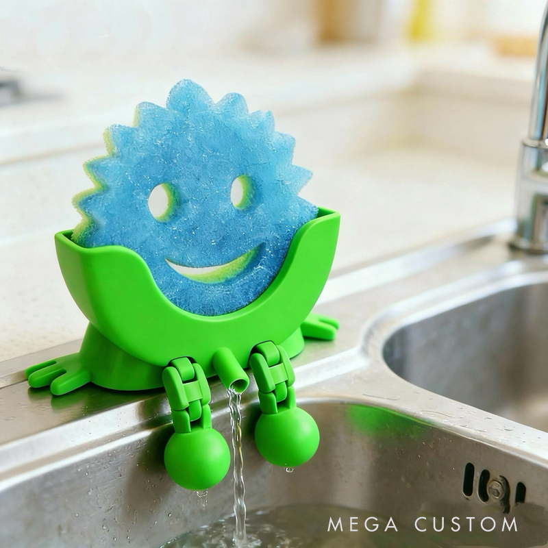 3D Printed Sink Sponge Holder - Funny Smiley Face Kitchen Organizer with Drainage Legs