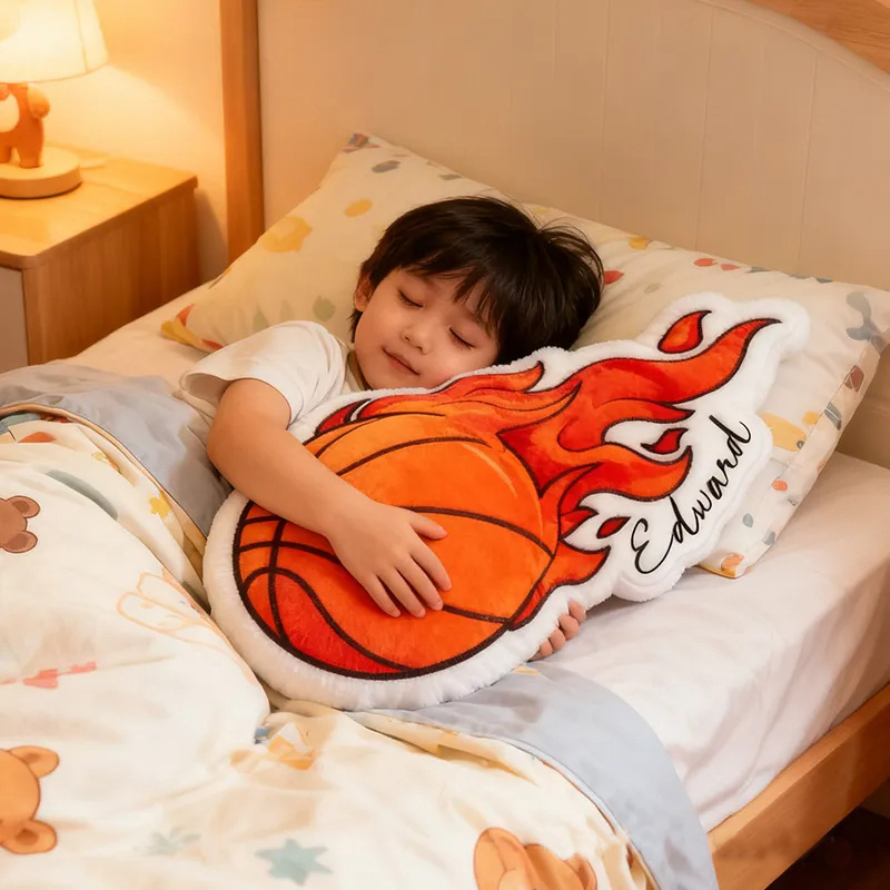 Personalized Basketball Fire Pillow with Custom Name for Kids and Basketball Enthusiasts Christmas Gifts
