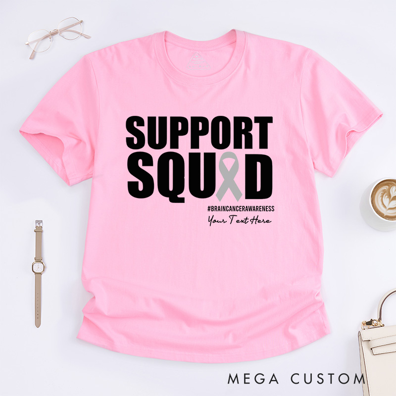 Personalized Support Squad Brain Cancer T-Shirt Brain Tumor Awareness Gift