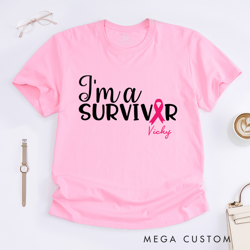 Personalized I Am A Survivor T-Shirt Breast Cancer Gift Cancer Survivor Gift