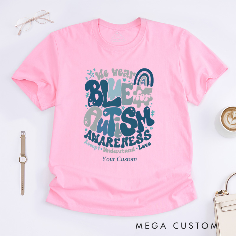 Personalized We Wear Blue Occupational Therapy Special Education T-Shirt