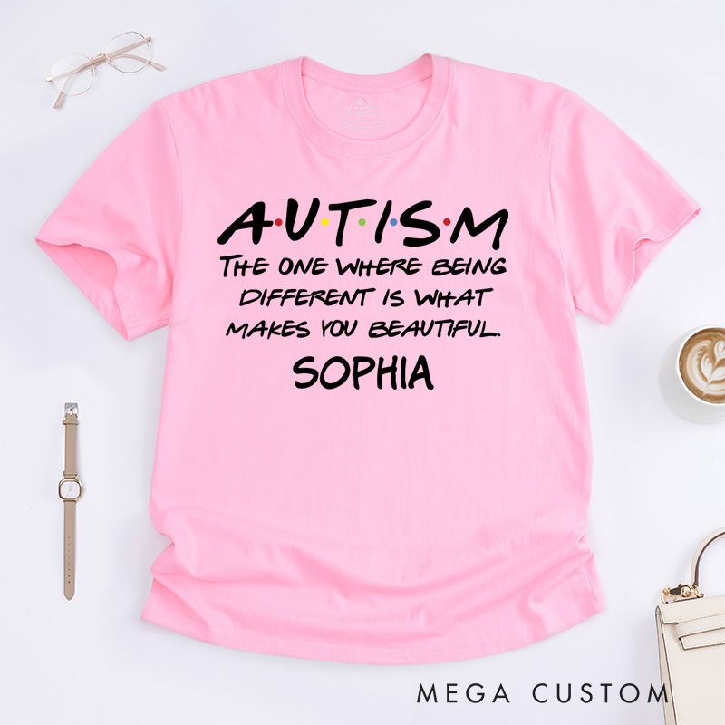 Personalized Autism Being Different Is Beautiful Inspirational Awareness Themed T-shirt Autism Awareness Gift