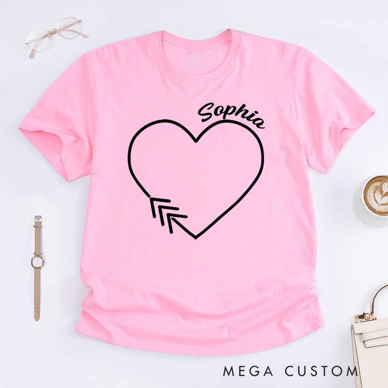 Personalized Heart and Arrows Minimalist Love Down Syndrome T-shirt Down Syndrome Awareness Gift