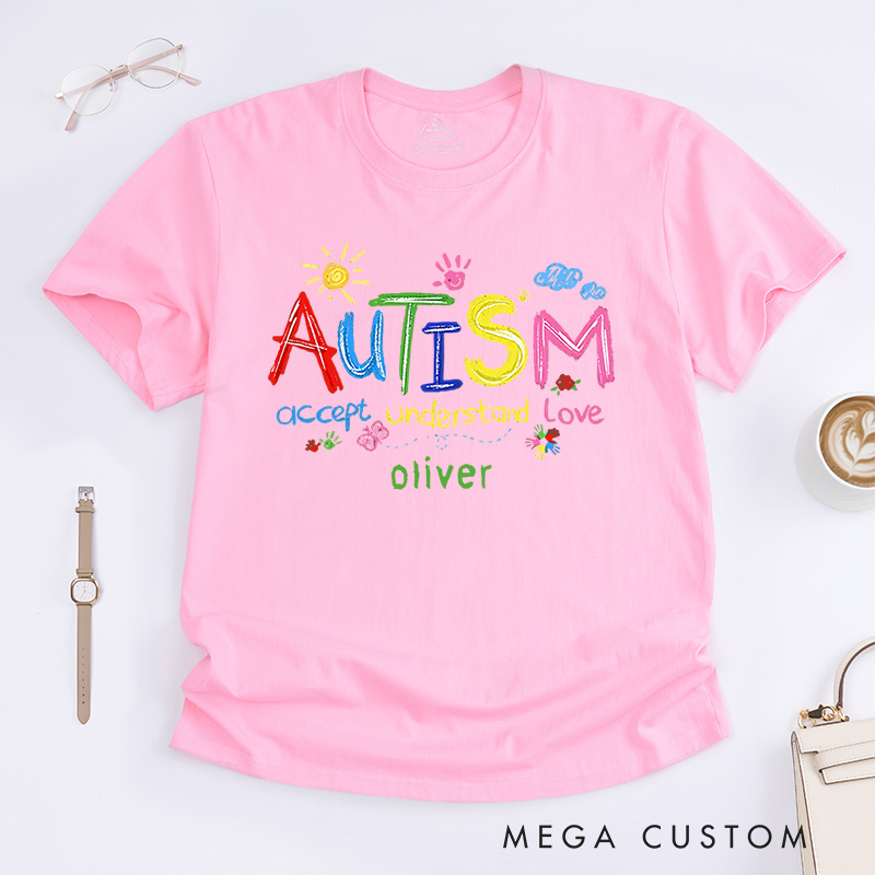 Personalized Autism Puzzle Pieces T-Shirt Autism Support Gift