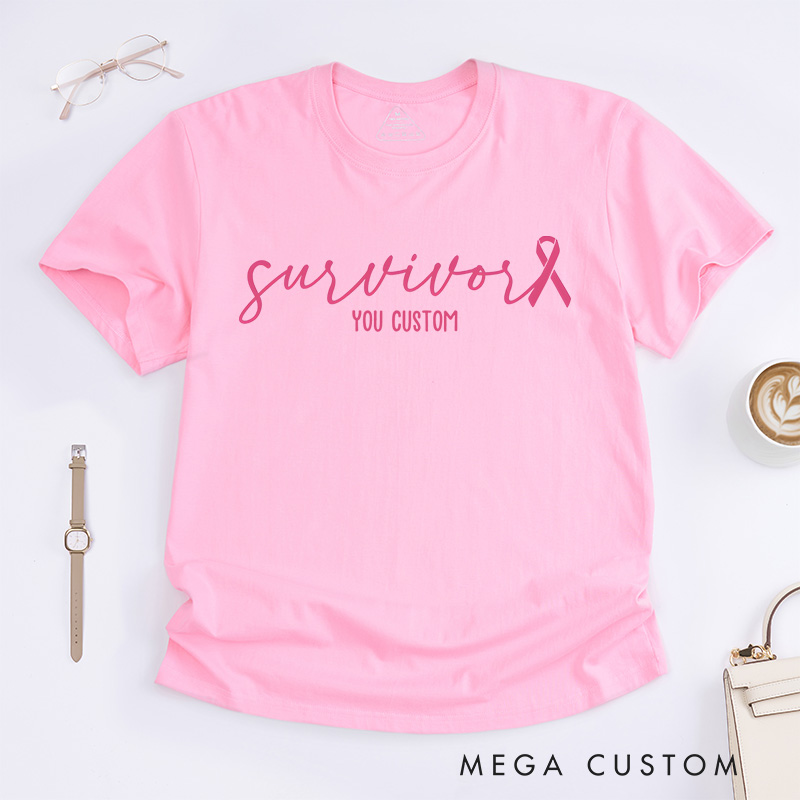 Personalized Survivor Pink Ribbon Customizable Design Supporting Strength and Hope T-shirt