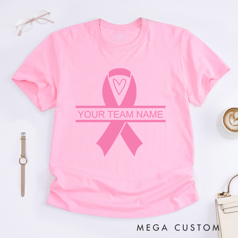 Personalized Pink Ribbon Shirt Cancer Survivor Tee Breast Cancer Gift