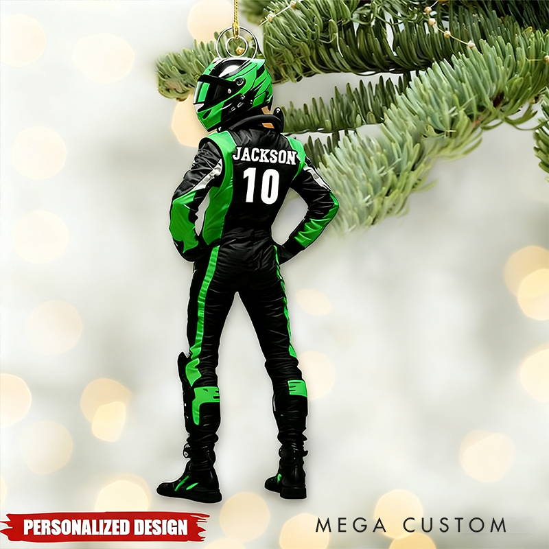 Personalized Racing Driver Acrylic Ornament Custom Racer Christmas Ornament Gift for Motorsport Lovers