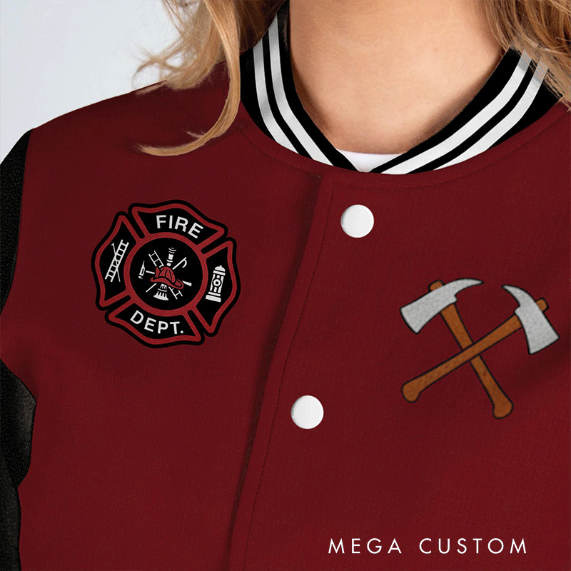 Personalized Firefighter Varsity Jacket Custom Initial Jacket for Firefighter