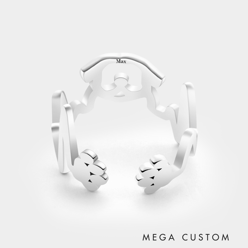 Personalized Sterling Silver Dog Head ECG Openwork Ring Rings 925 Sterling Silver Gifts for Her