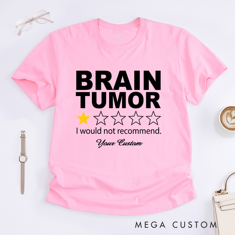 Personalized Brain Tumor Warrior Brain Cancer Support Survivor Gray Ribbon T-Shirt