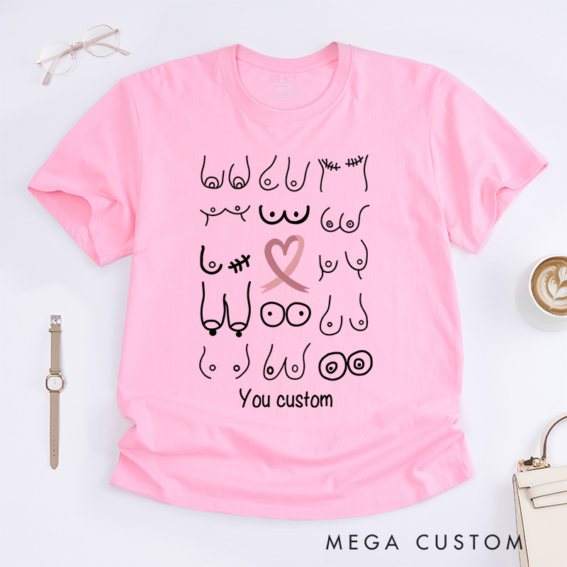Personalized Diverse Breast Illustrations Celebrating Body Positivity and Breast Cancer Awareness T-shirt