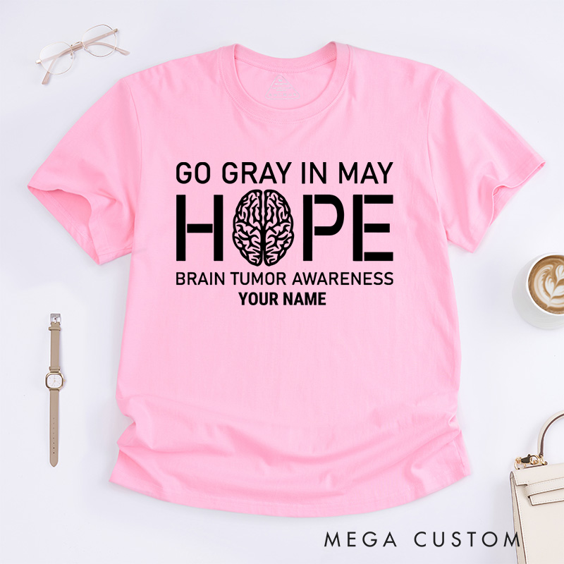 Personalized Go Gray in May T-Shirt Brain Tumor Awareness Month Gift
