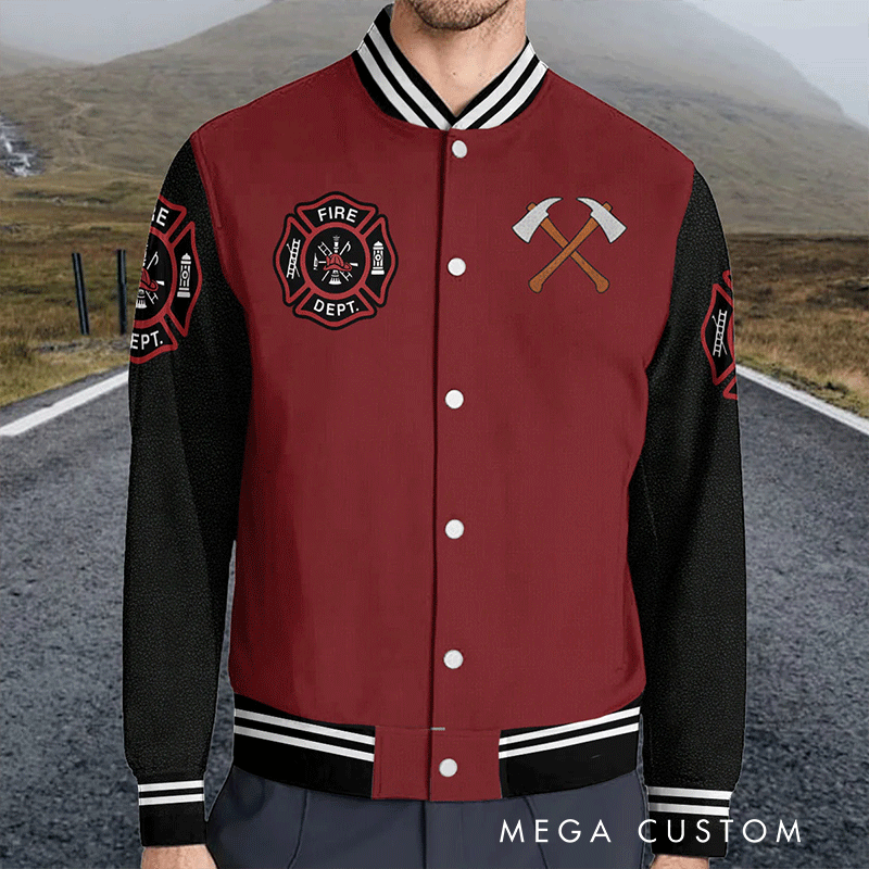 Personalized Firefighter Varsity Jacket Custom Initial Jacket for Firefighter