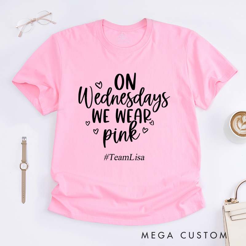 Personalized On Wednesdays We Wear Pink Breast Cancer Awareness And Support T-Shirt  