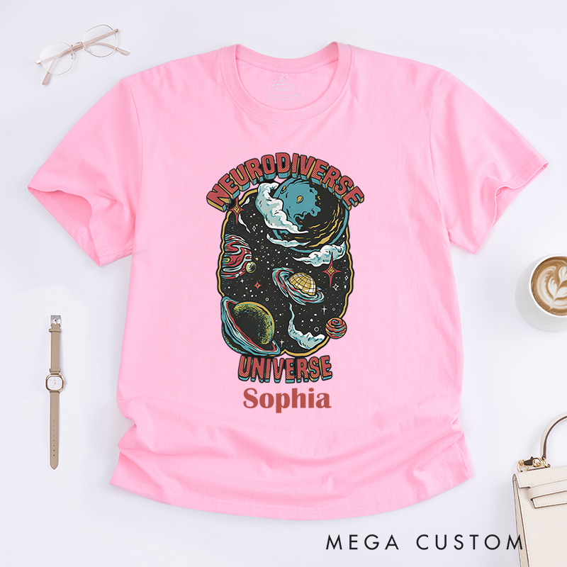 Personalized Neurodiverse Universe Comic Style Adult T-Shirt Actually Autistic Gift