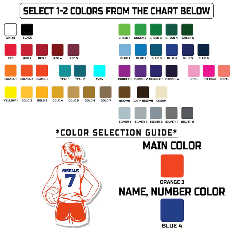 Personalized Volleyball Team Spirit Sticker with Custom Name and Number for Fans