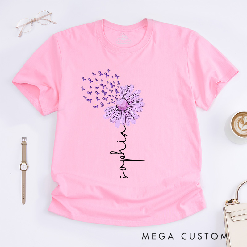 Personalized Alzheimer's Awareness Flower T-Shirt Alzheimer Gifts 