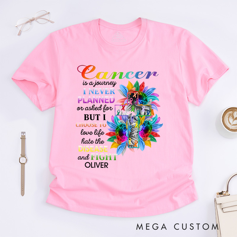 Personalized Cancer Is A Journey Cancer Awareness T-Shirt Cancer Survivor Gift