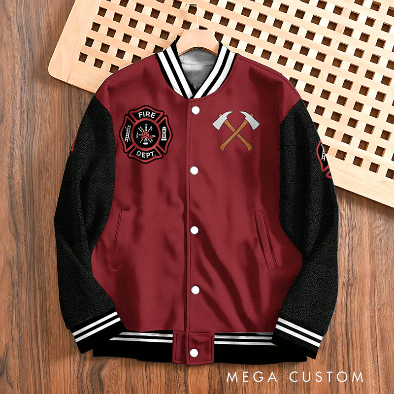 Personalized Firefighter Varsity Jacket Custom Initial Jacket for Firefighter