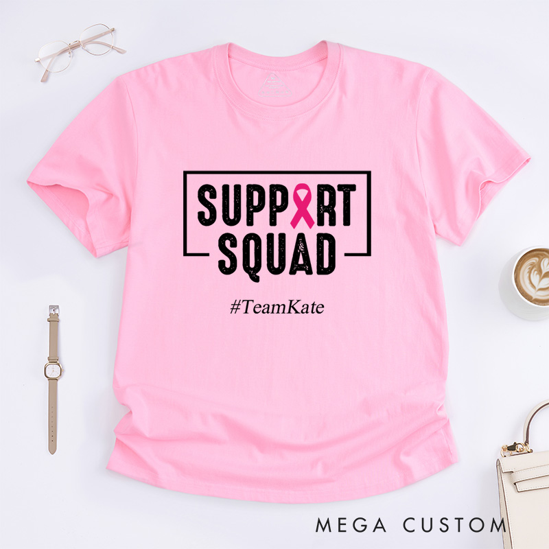 Personalized Support Squad Pink Ribbon Fighter And Awareness Team Unit