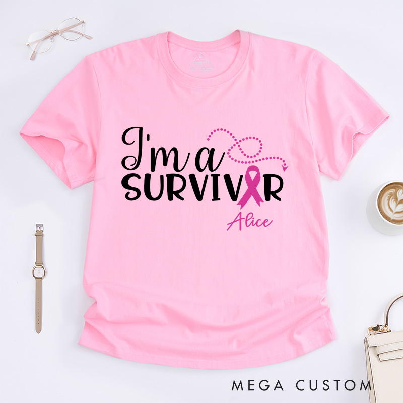 Personalized I'm a Survivor T-Shirt Breast Cancer Gift Cancer Survivor Gift