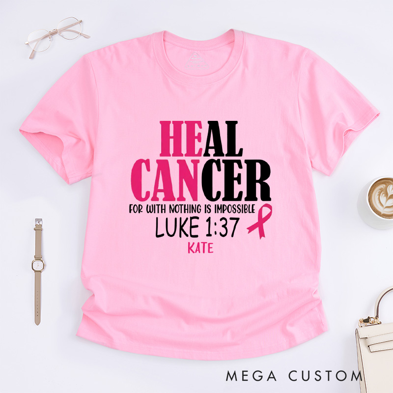 Personalized Breast Cancer Awareness T-Shirt Wife Mom Fighter Cancer Gift