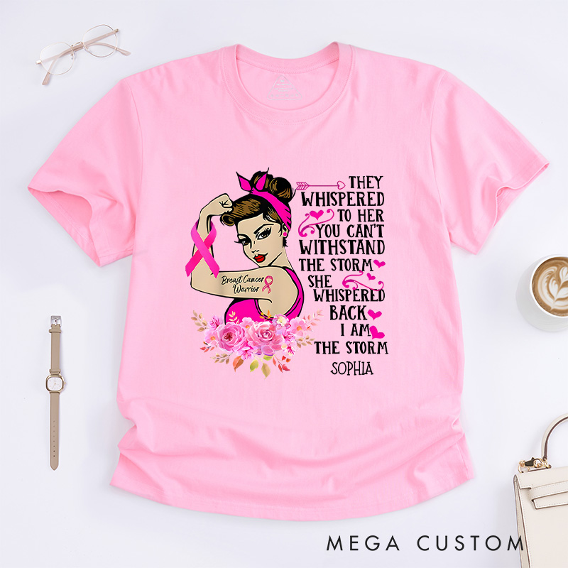 Personalized Breast Cancer Warrior Shirts Pink Power A Brave Declaration In October We Wear Pink Woman Day Tee