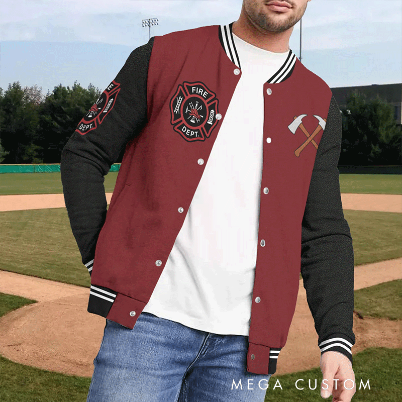 Personalized Firefighter Varsity Jacket Custom Initial Jacket for Firefighter
