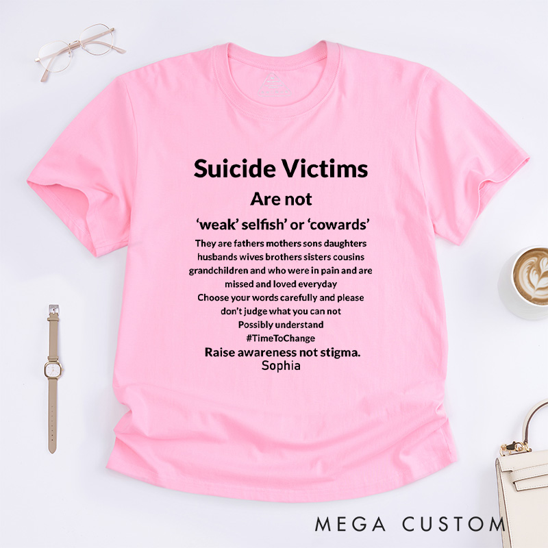 Personalized Suicide Victims T-shirt Focus on Mental Health Suicide Prevention Awareness Gift