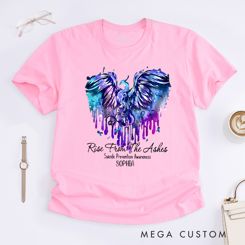 Personalized Rise From The Ashes Suicide Prevention Awareness T-shirt Mental Health Gift