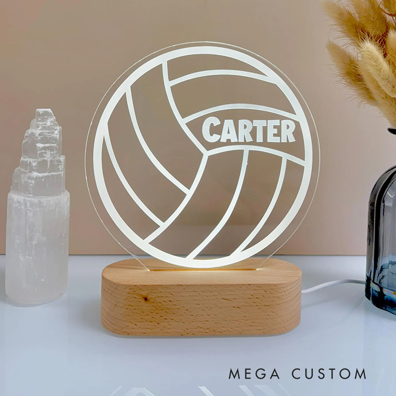 Personalized Volleyball LED Night Light with Custom Player Name
