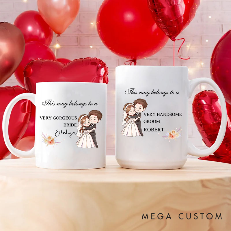 Personalized Groom Bride Mug Couple Wedding Party Cup Anniversary Coff Mug for Her Him