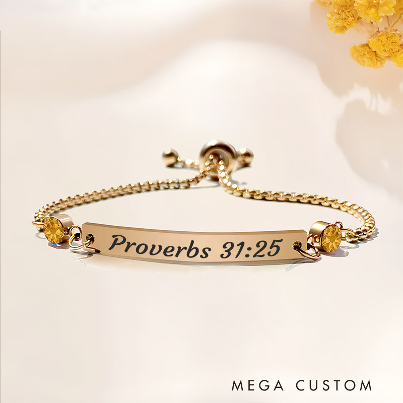 Personalized Bible Verse Bracelet with Birthstone Religious Christian Bracelet Jewelry for Women Birthday Gift Christian Baptism Gift for Her