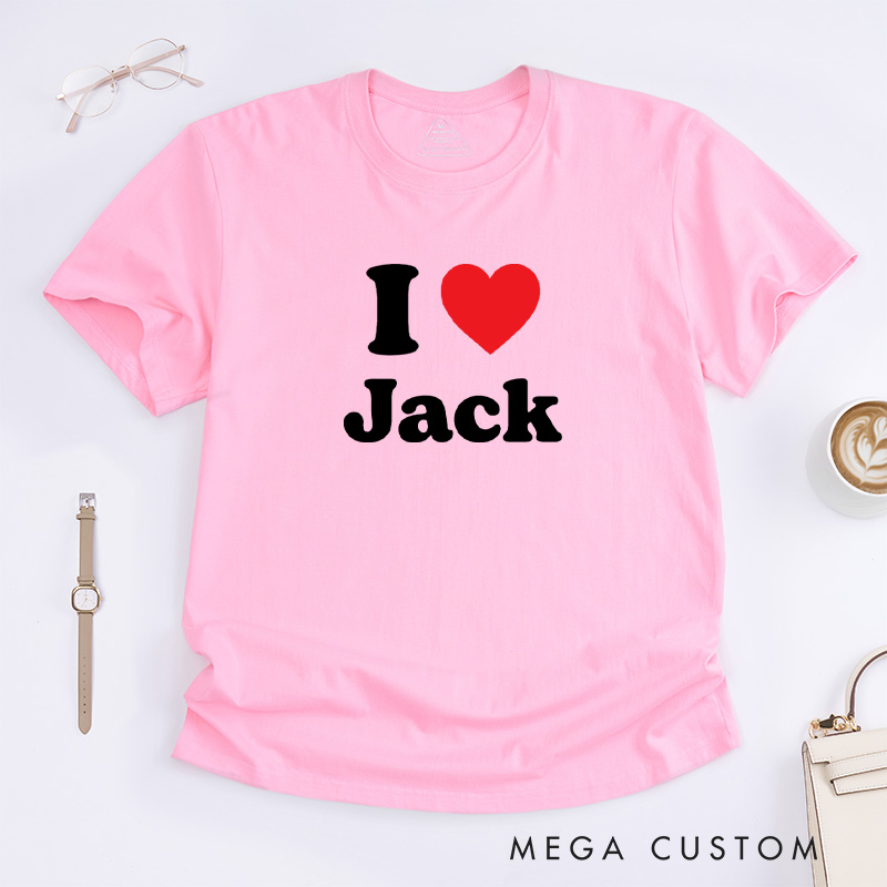 Personalized I Love Custom Bold Design with Vibrant Red Heart for a Fun and Unique Statement T-Shirt