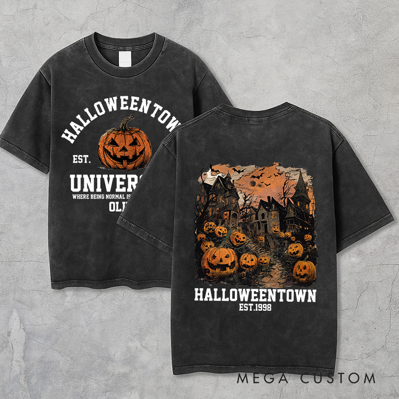 Personalized Retro Halloweentown Est 1998 Horror Movie Washed T-Shirts Horror Spooky Movies Tshirt Film Fan Shirt Halloween