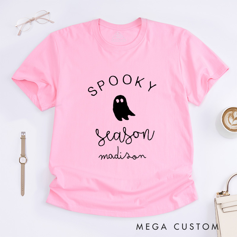 Personalized Spooky Season Halloween T-Shirt Perfect for Adding a Festive and Playful Vibe to Outfits T-Shirt