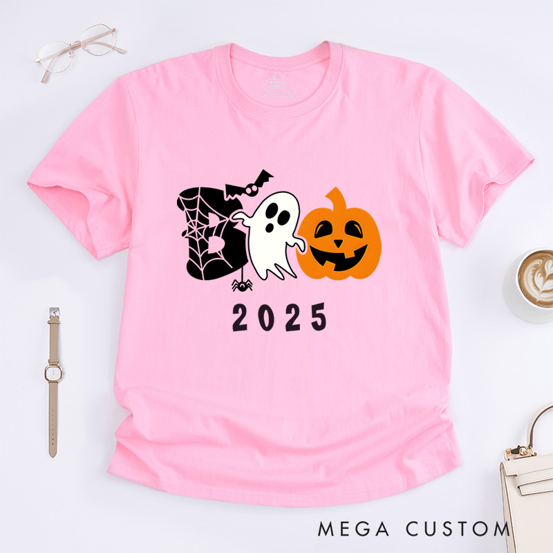 Personalized Ghost and Spider Web Halloween T-Shirt Perfect for Adding a Playful and Spooky Vibe T-Shirt