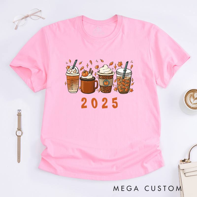 Personalized Fall Drinks Halloween T-Shirt Perfect for Celebrating the Cozy and Festive Spirit T-Shirt