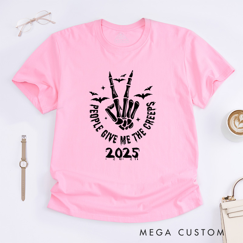 Personalized People Give Me the Creeps Halloween T-Shirt Perfect for Adding Humor and Spooky Charm T-Shirt
