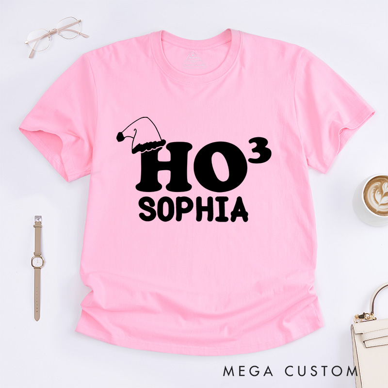 Personalized Ho Ho Ho Holiday Christmas T-Shirt