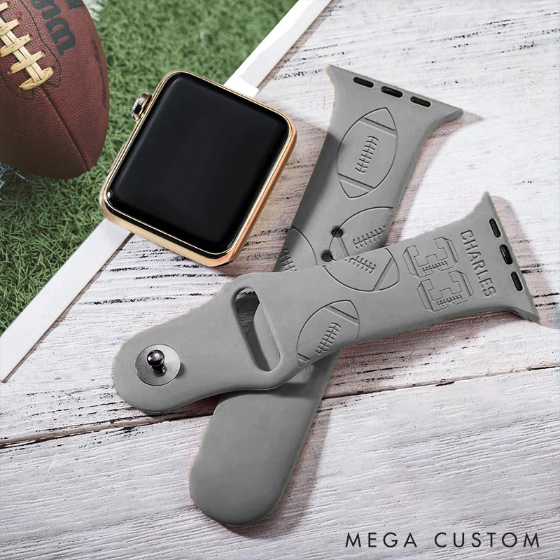 Personalized American Football Watch Band with Custom Name and Number for Sports Lovers