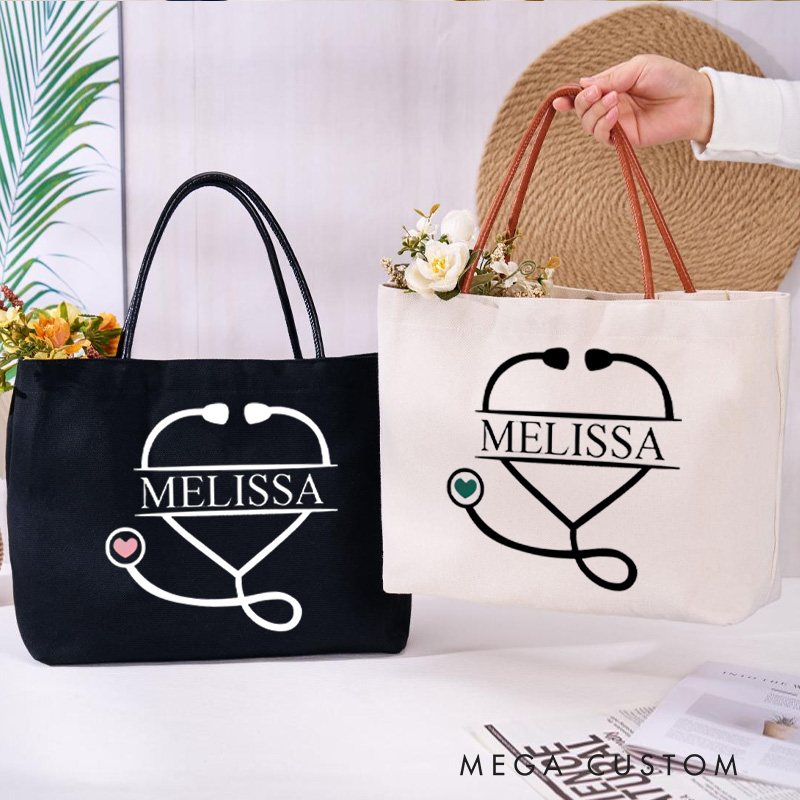 Personalized Nurse Canvas Tote Bag Healthcare Professional Tote Bag Nurse Life Gift