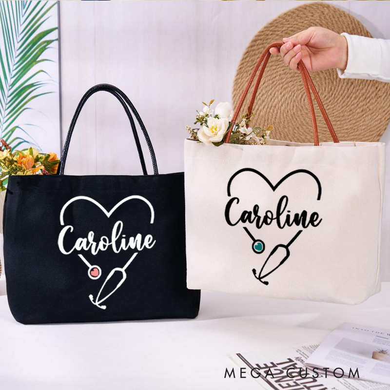 Personalized Nurse Canvas Tote Bag Healthcare Professional Tote Bag Nurse Life Gift