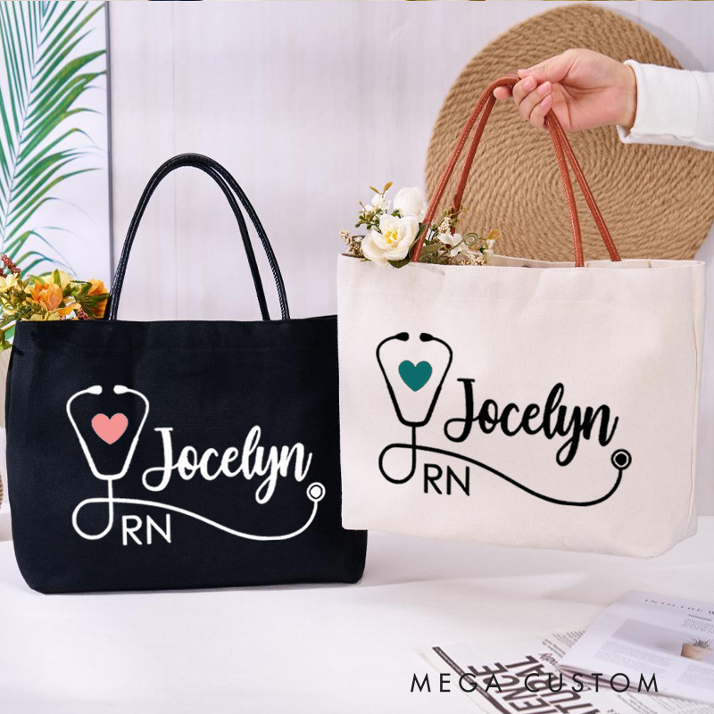 Personalized Nurse Canvas Tote Bag Healthcare Professional Tote Bag Nurse Life Gift