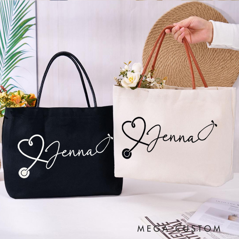 Personalized Nurse Canvas Tote Bag Healthcare Professional Tote Bag Nurse Life Gift