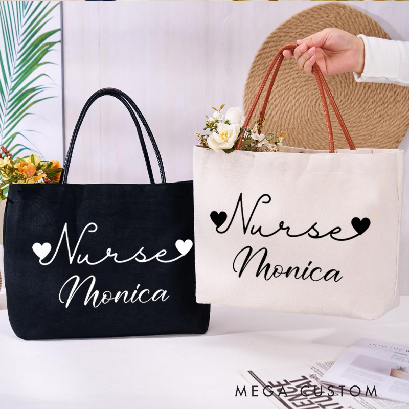 Personalized Nurse Canvas Tote Bag Healthcare Professional Tote Bag Nurse Life Gift
