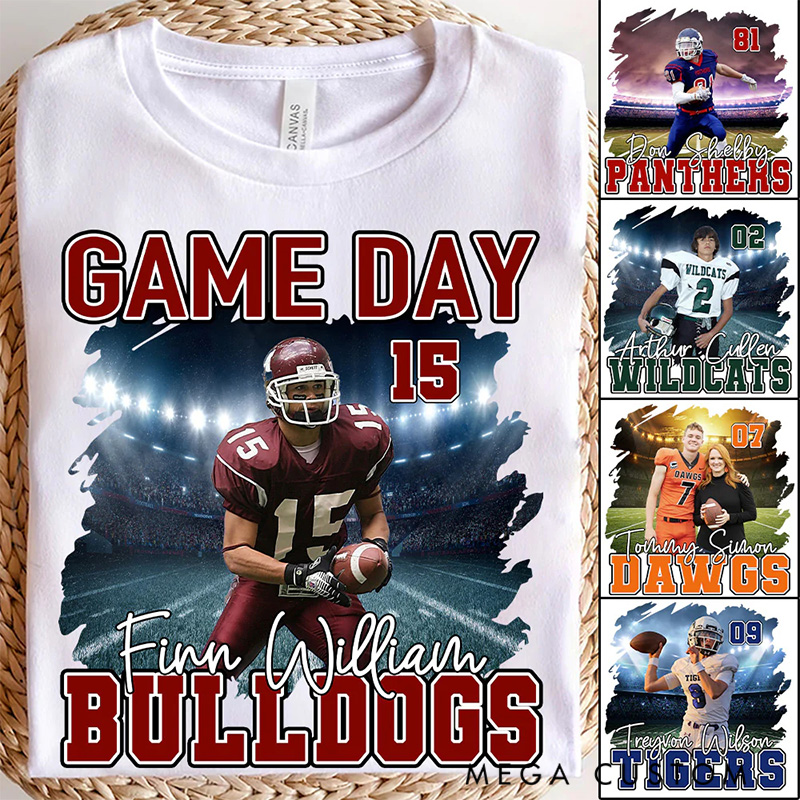 Personalized American Football T-Shirt with Custom Player Photo and Name  
