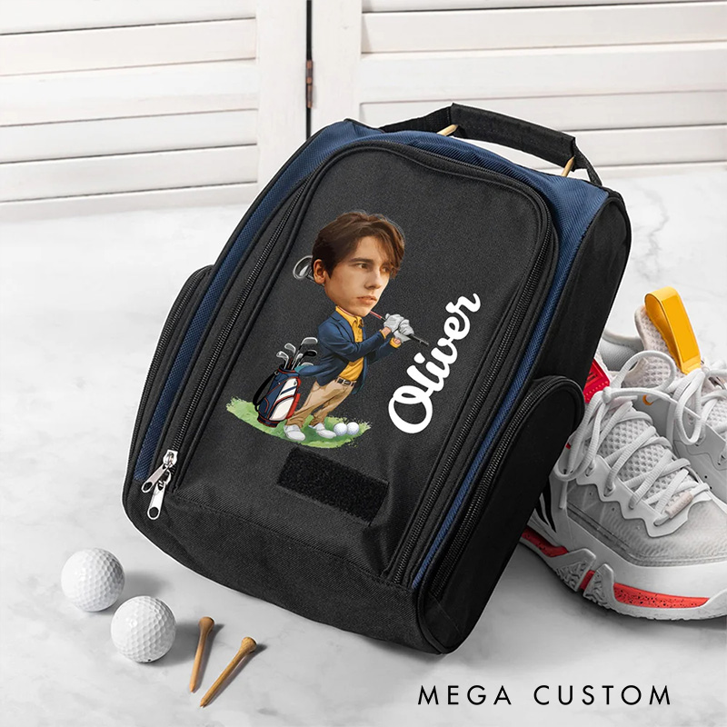 Personalized Golf Face Photo Design Shoe Storage Bag for Golf Lovers