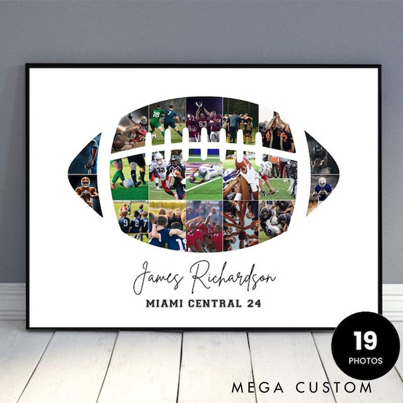 Personalized American Football Caricature from Photo Wall Art Poster Without Frame Funny Hand Drawn Style Art Gift for Baseball Fans and Athletes 